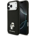 Husa de protectie Karl Lagerfeld Silicone Karl & Choupette Metal Pin compatibil cu iPhone 17 Pro Max / iPhone 18 Pro Max, Negru