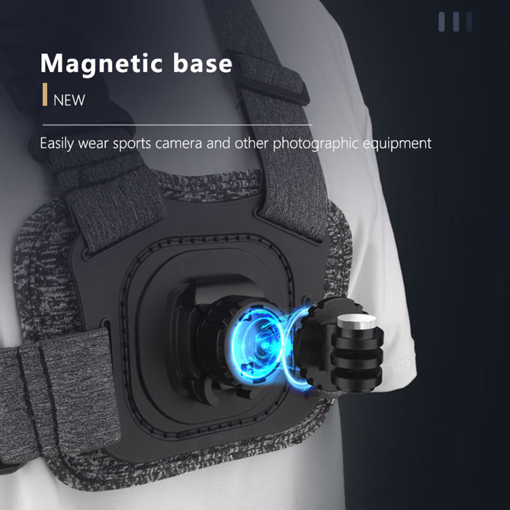 Techsuit - Camera Holder (JX-002) - for GoPro with Magnetic Base, Chest Wear - Gray