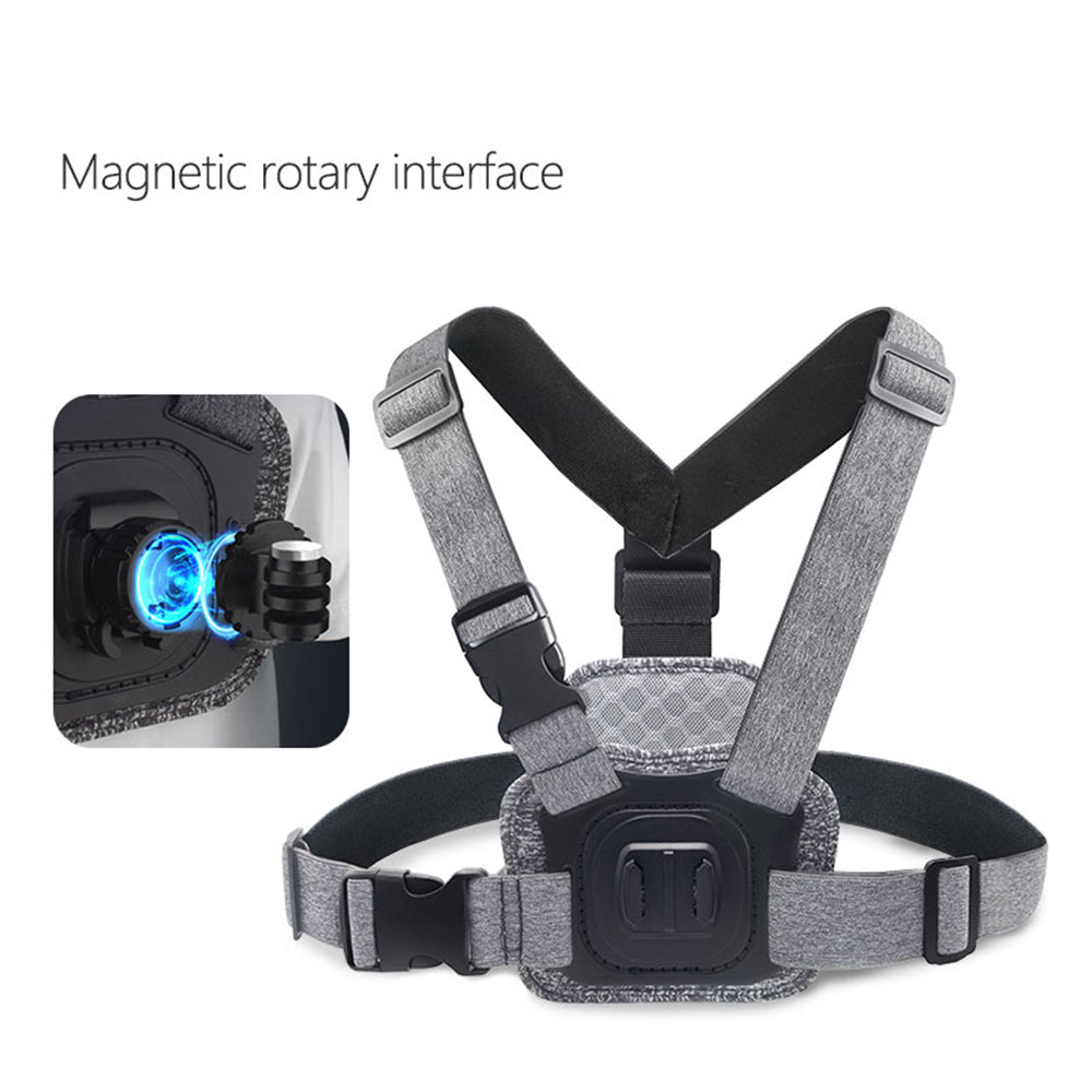 Techsuit - Camera Holder (JX-002) - for GoPro with Magnetic Base, Chest Wear - Gray