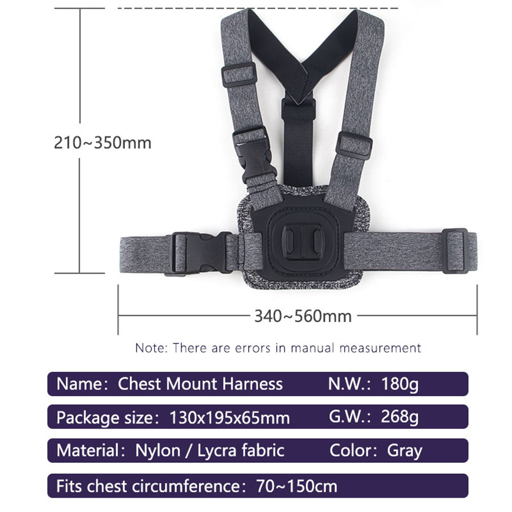 Techsuit - Camera Holder (JX-002) - for GoPro with Magnetic Base, Chest Wear - Gray