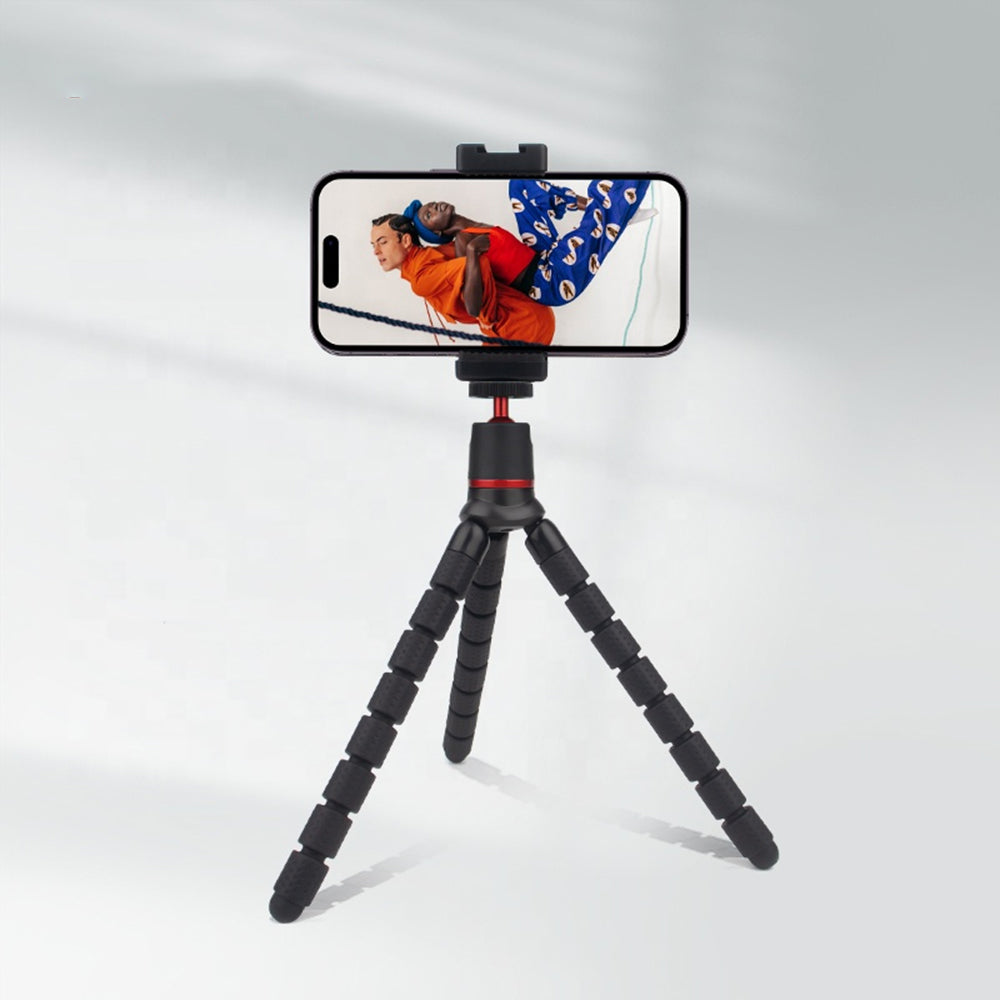 Techsuit - Octopus Tripod (JX-004) - for Phone and GoPro Action Camera, Portable, Flexible - Black