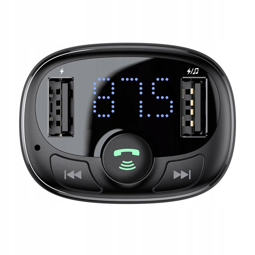 Baseus - FM Modulator and Car Charger S-09A (CCMT000001) - T Typed, 2xUSB-A with LED Display - Black
