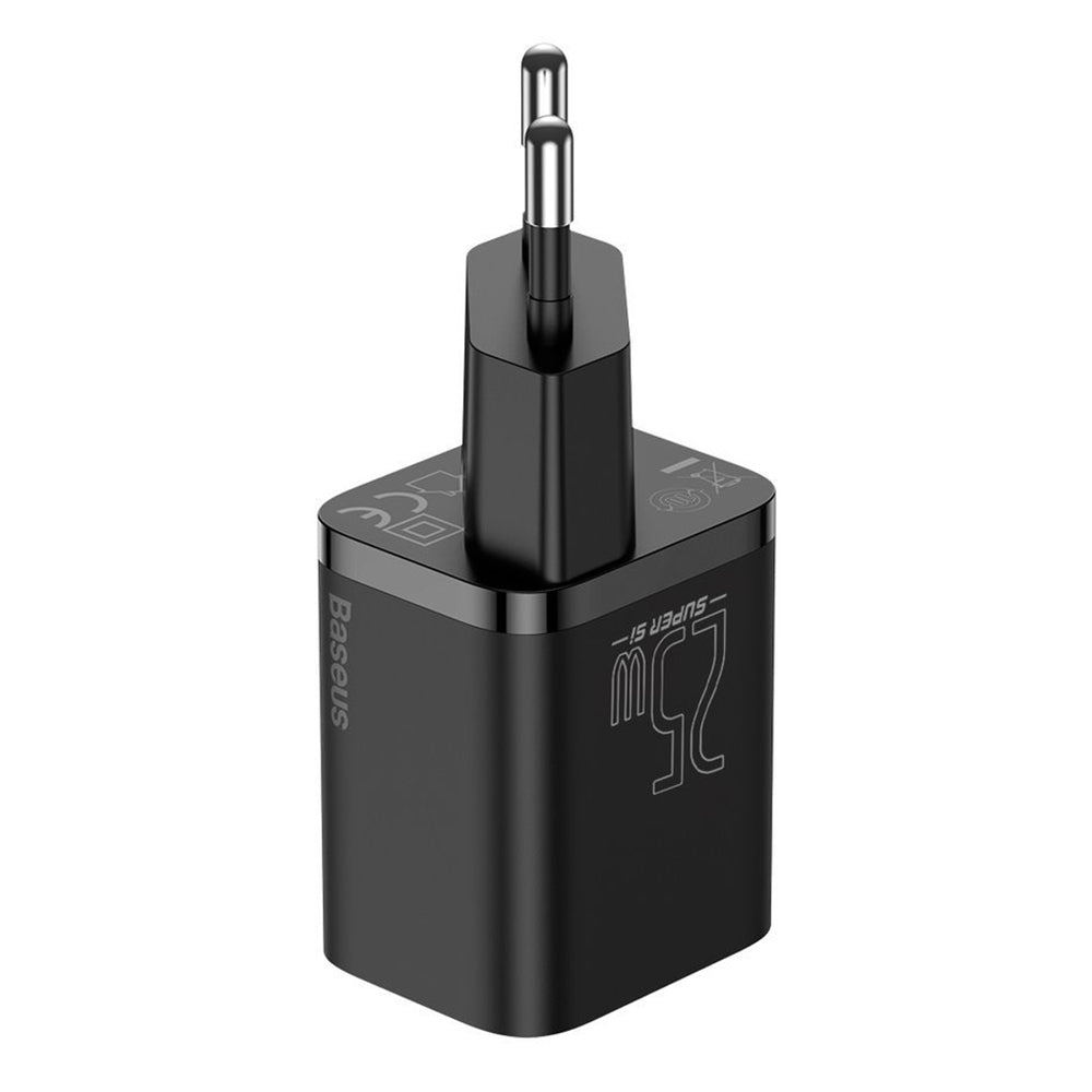 Baseus - Wall Charger Super Si (TZCCSUP-L01) - Type-C Cable Included, USB-C, PD25W, 3A, 1m - Black