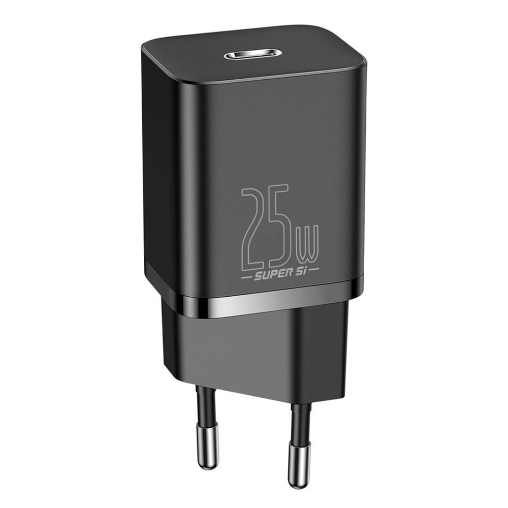 Baseus - Wall Charger Super Si (TZCCSUP-L01) - Type-C Cable Included, USB-C, PD25W, 3A, 1m - Black