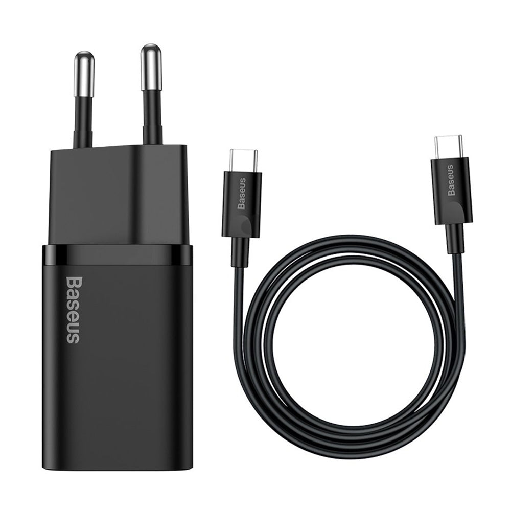 Baseus - Wall Charger Super Si (TZCCSUP-L01) - Type-C Cable Included, USB-C, PD25W, 3A, 1m - Black