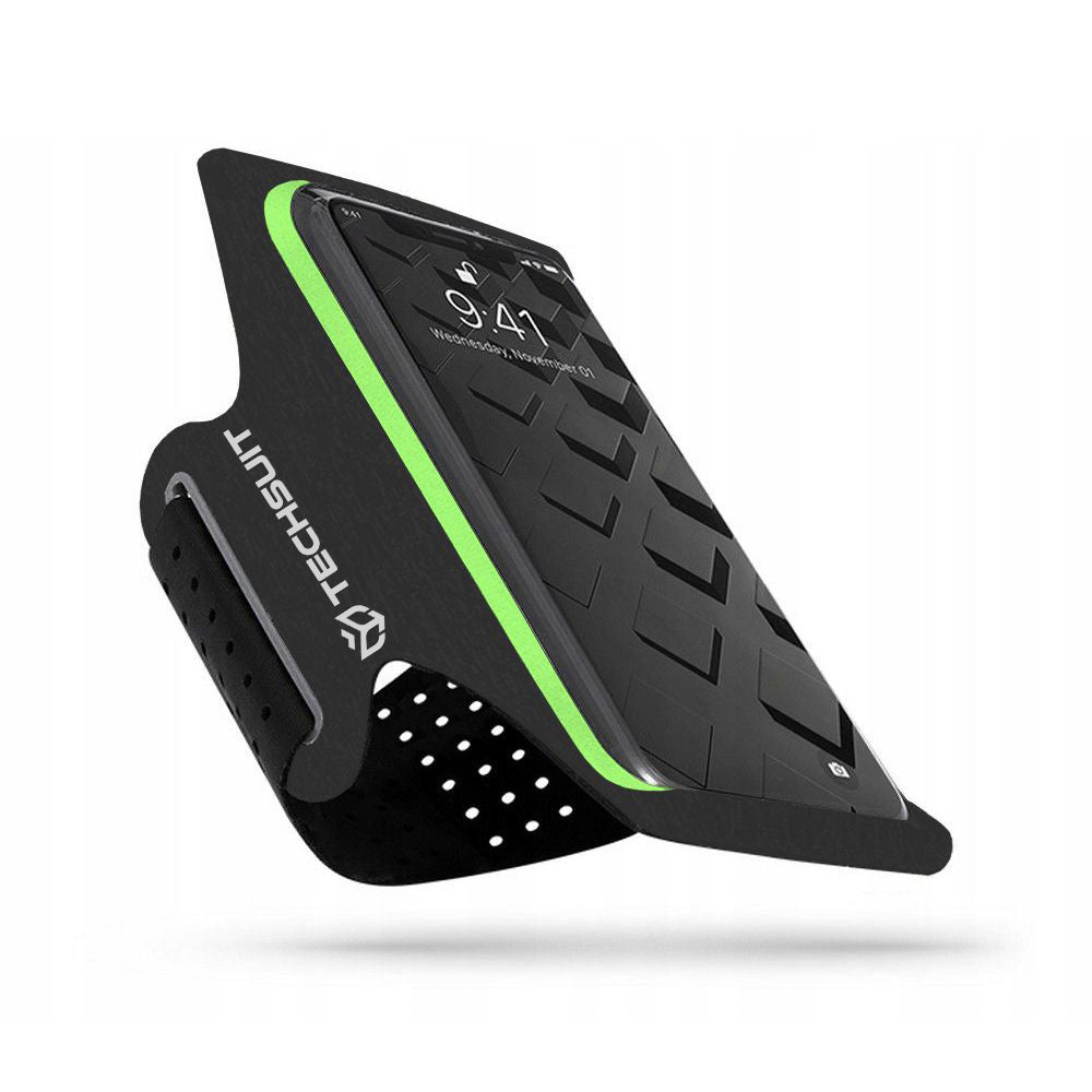 Techsuit - Sports Armband (TH10) - with Velcro, for Phones, max 6.5" - Black / Green
