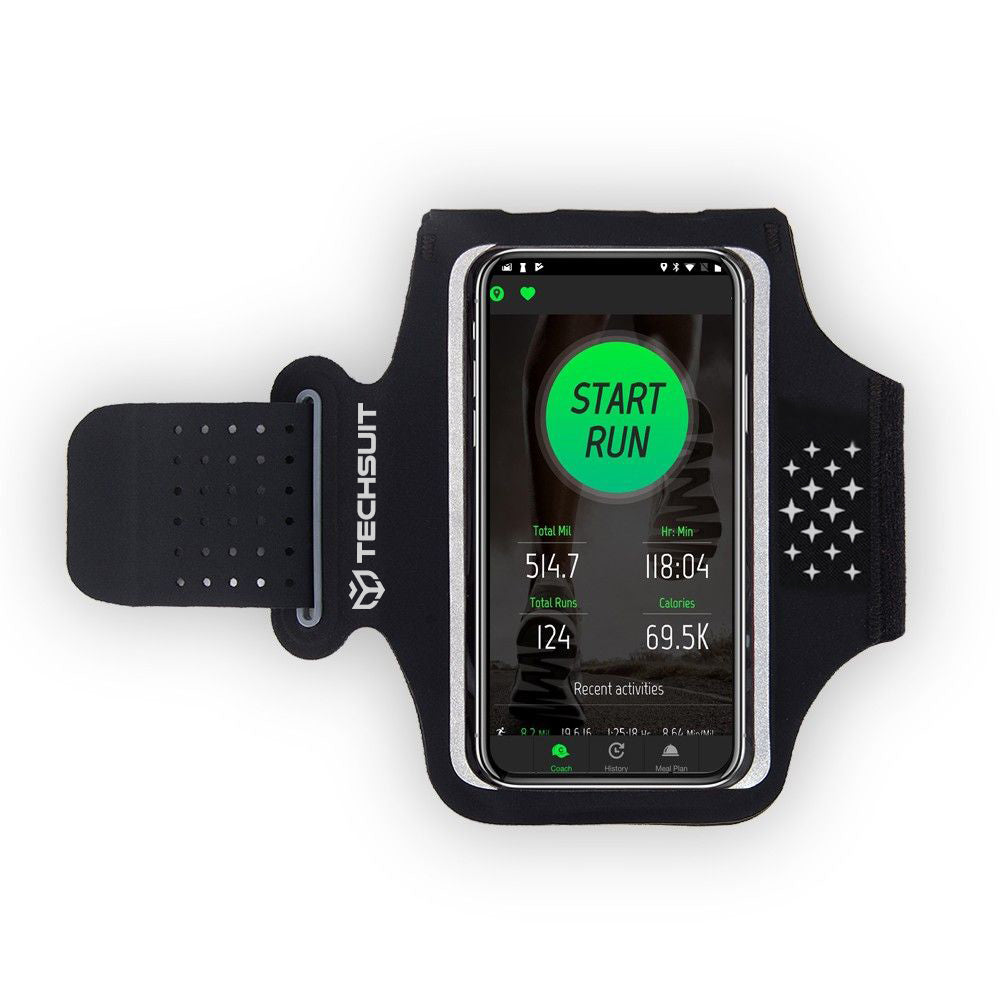 Techsuit - Sports Armband (TH10) - with Velcro, for Phones, max 6.5" - Black / Green