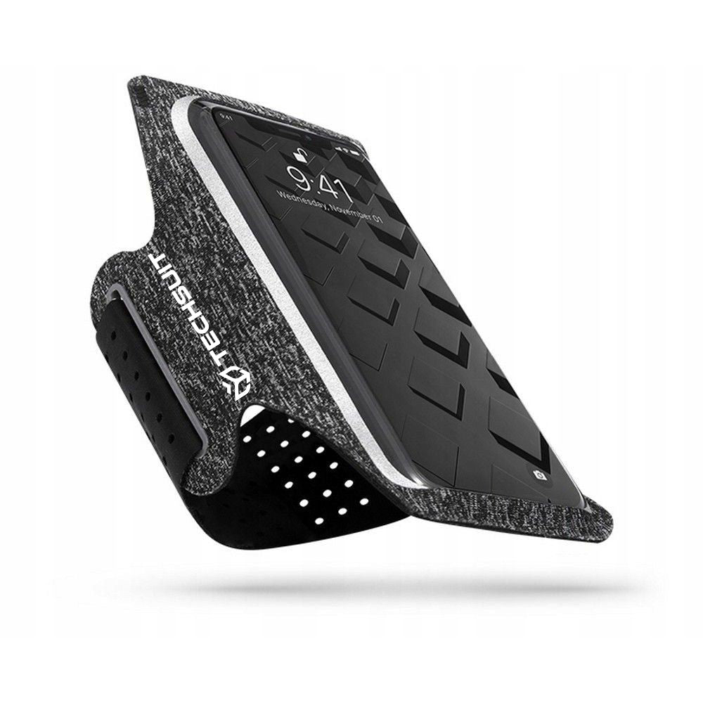 Techsuit - Sports Armband (TH10) - with Velcro, for Phones, max 6.5" - Gray / White