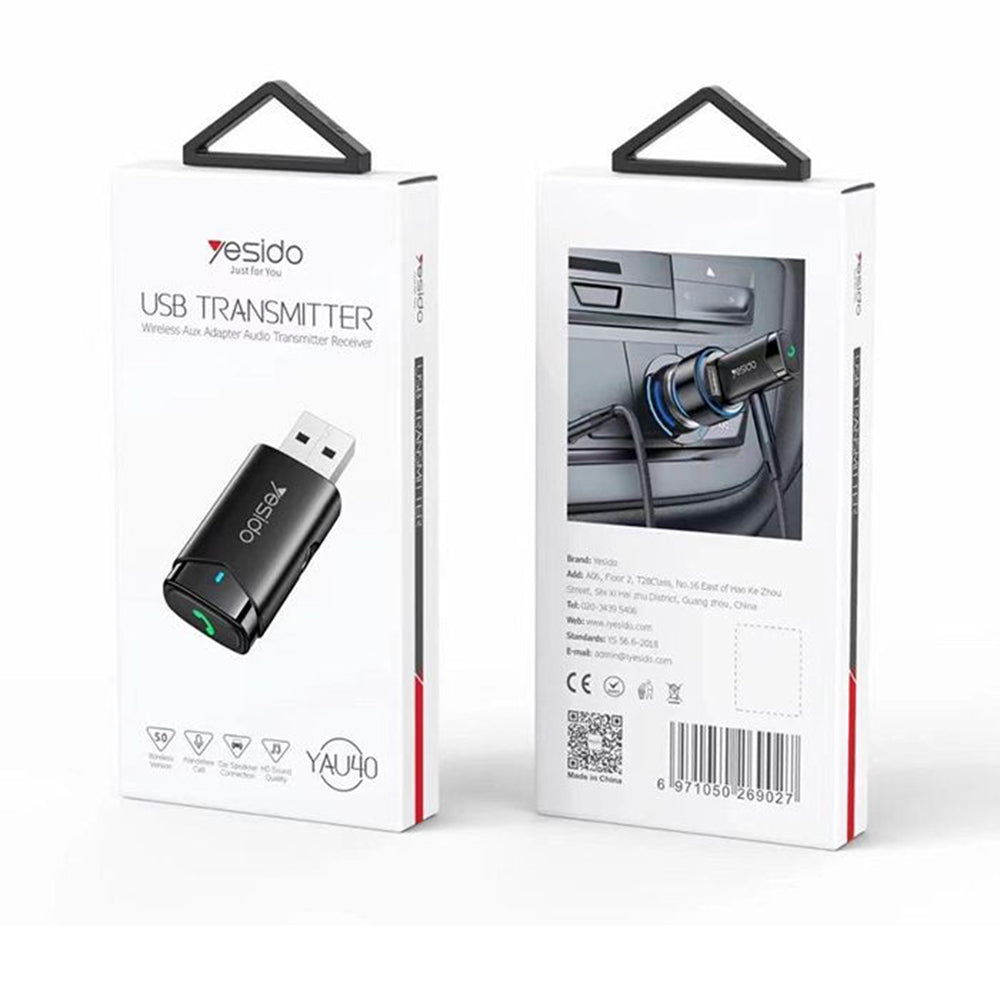 Yesido - Wireless Aux Car Receiver (YAU40) - Handsfree Call, HD Sound Quality - Black