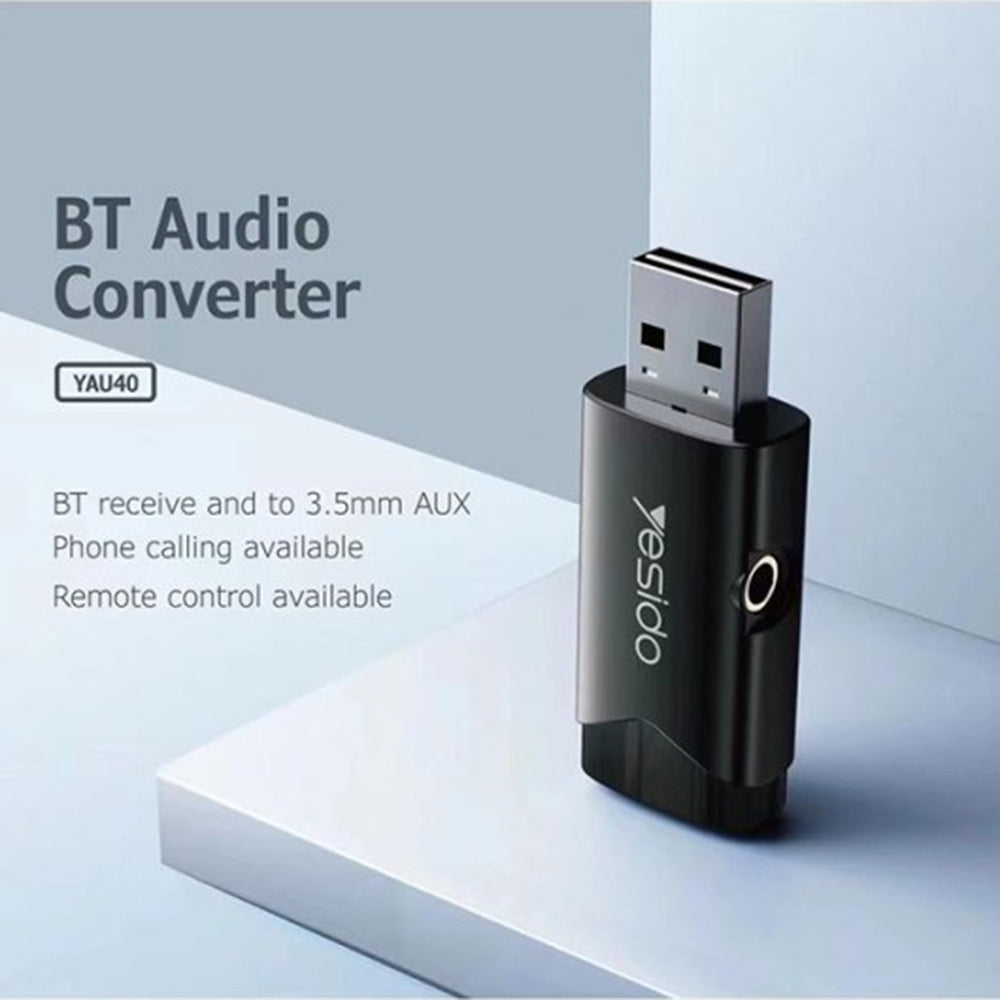 Yesido - Wireless Aux Car Receiver (YAU40) - Handsfree Call, HD Sound Quality - Black