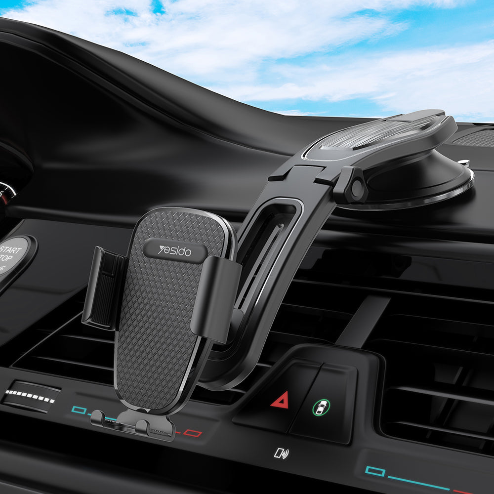 Yesido - Car Holder (C130) - Gravity Grip for Dashboard, Adjustable Suction Cup Holder - Black