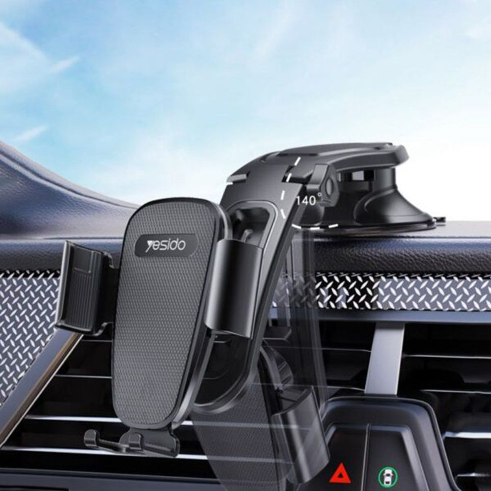 Yesido - Car Holder (C130) - Gravity Grip for Dashboard, Adjustable Suction Cup Holder - Black