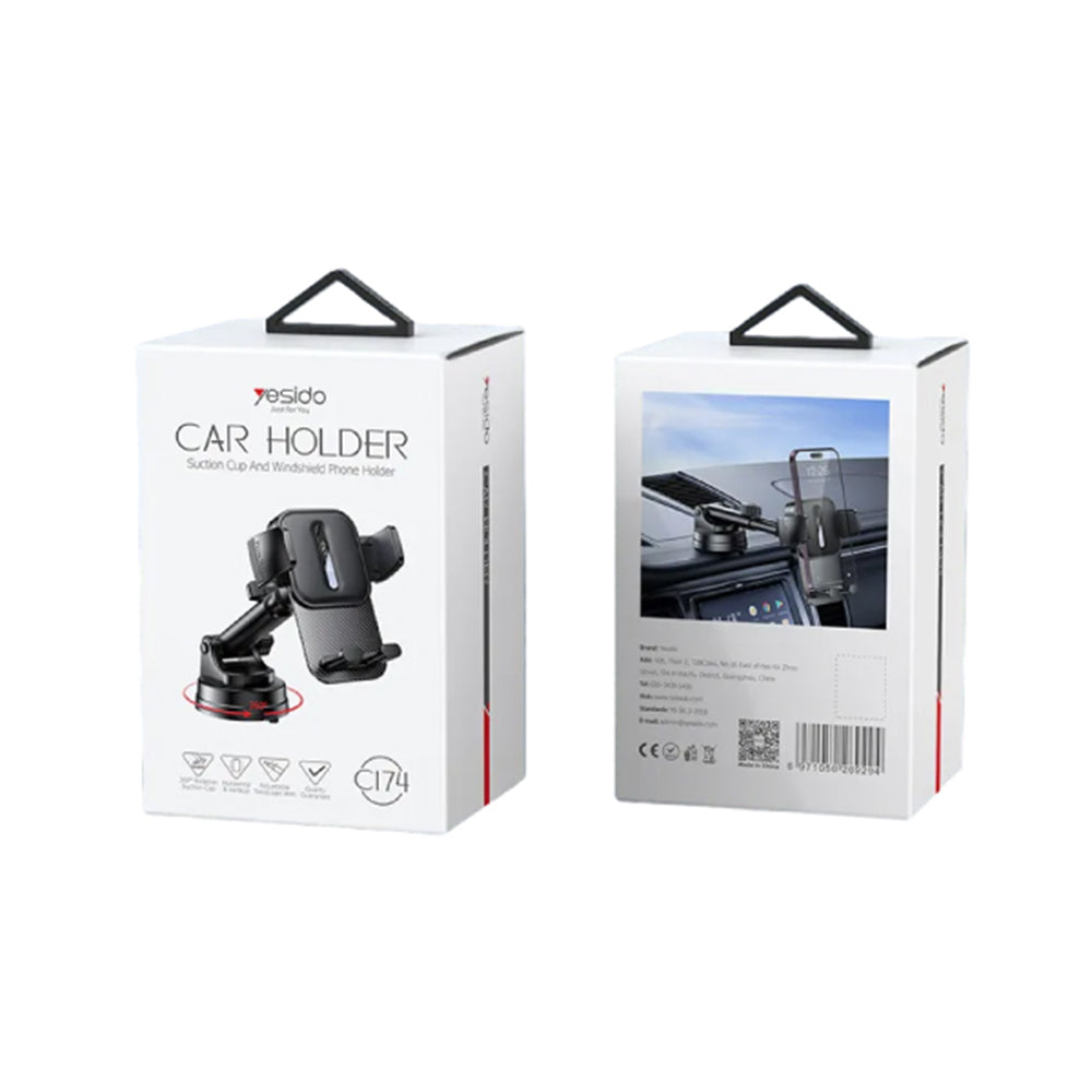 Yesido - Car Holder (C174) - for Windshield and Dashboard - Black