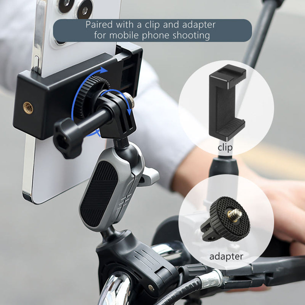Techsuit - Sports Camera Riding Mount (JX-008) - GoPro Compatible, Aluminium Alloy - Gray