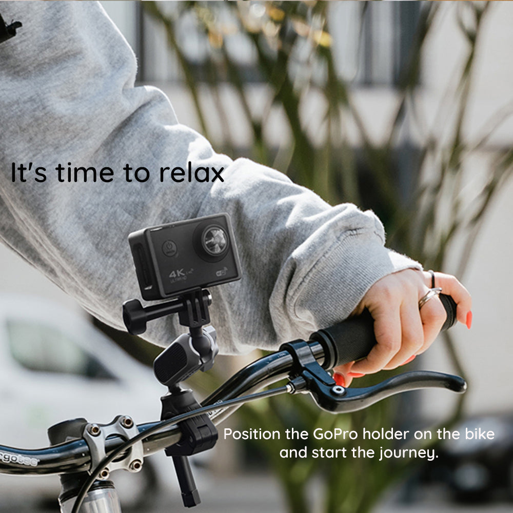 Techsuit - Sports Camera Riding Mount (JX-008) - GoPro Compatible, Aluminium Alloy - Gray