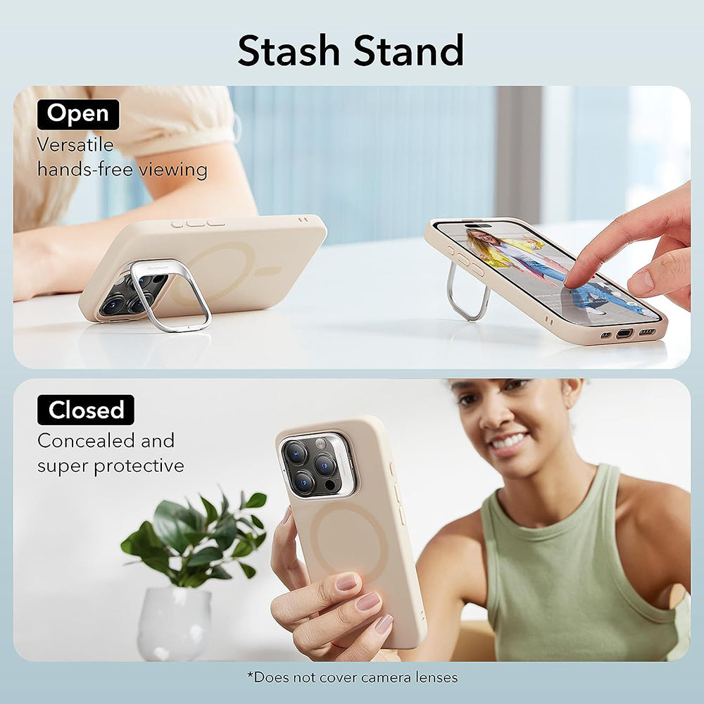 ESR - Cloud Soft HaloLock Kickstand - iPhone 15 Pro - Light Tan