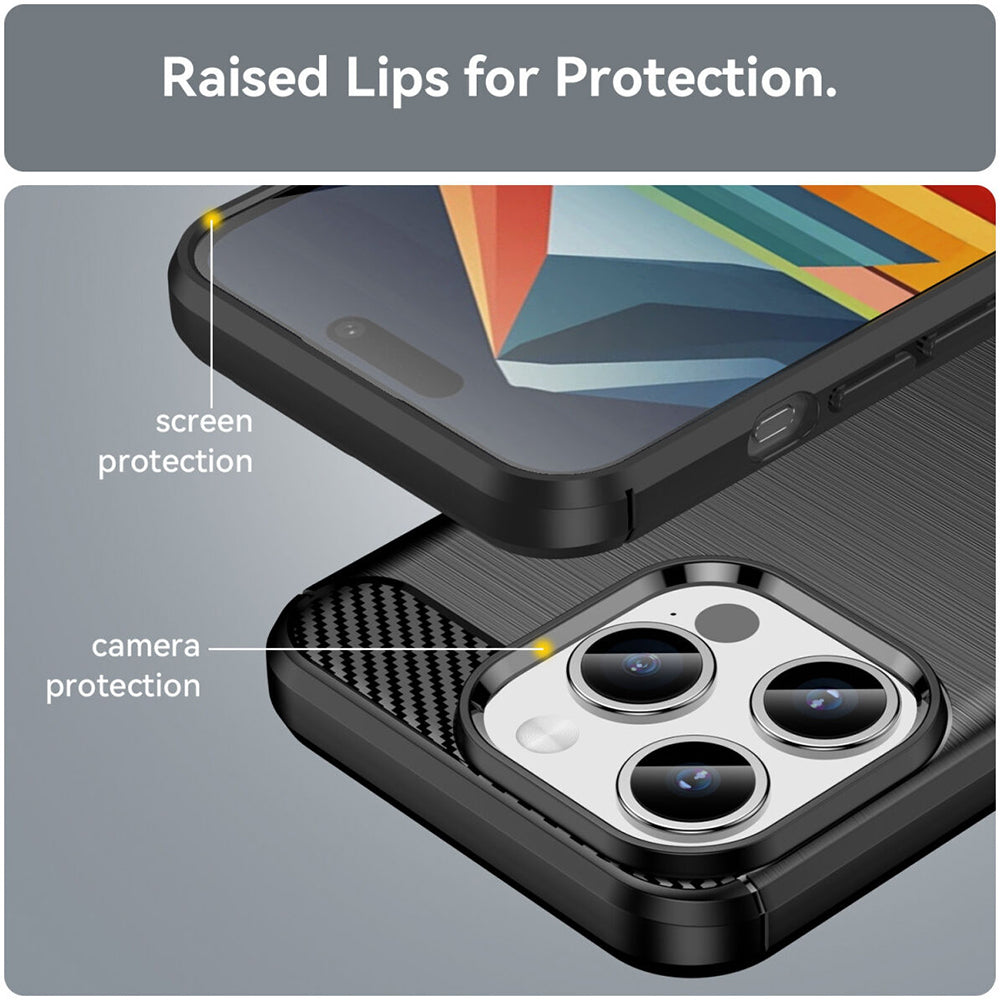 Techsuit - Carbon Silicone - iPhone 15 Pro - Black