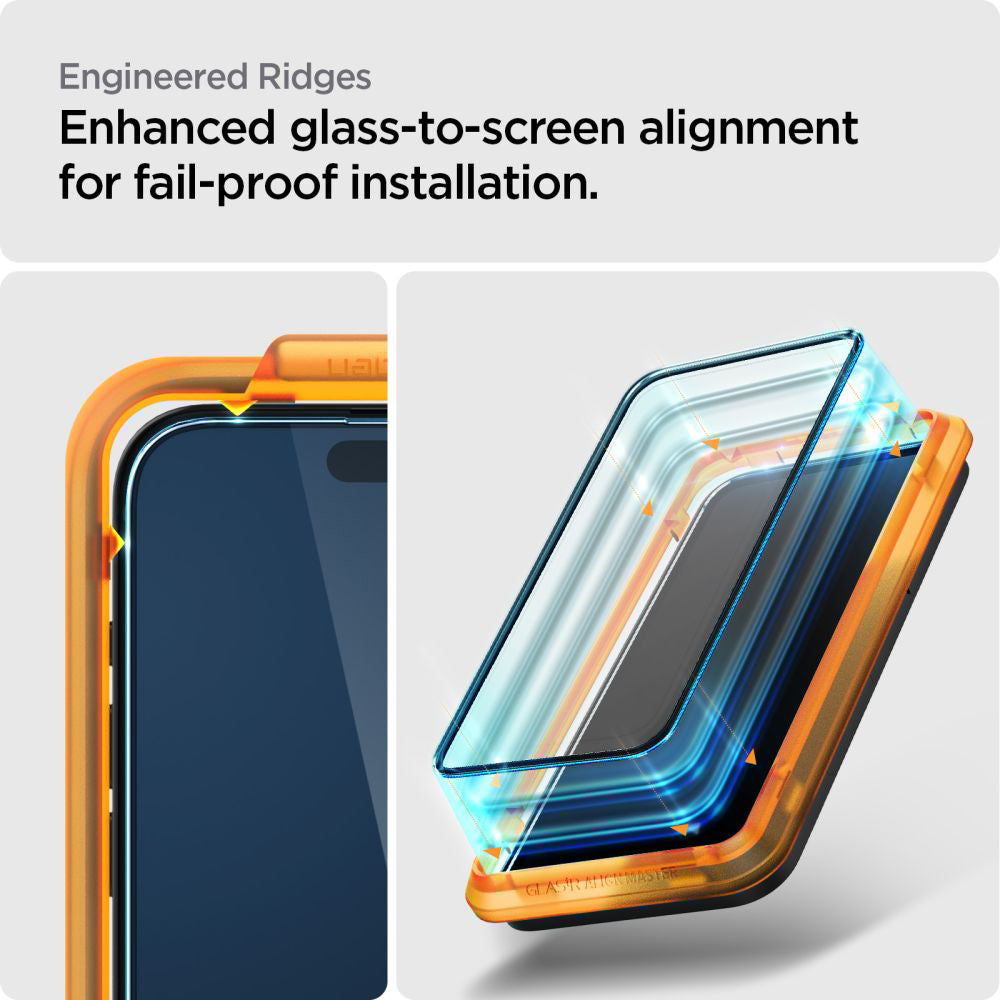 Spigen Folie de protectie Spigen (set de 2) Glas.tR Align Master (AGL06895) compatibil cu iPhone 15 Pro, Negru – imagine