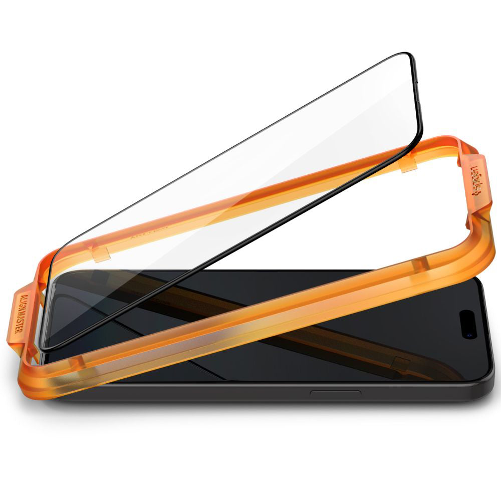 Spigen Folie de protectie Spigen (set de 2) Glas.tR Align Master (AGL06886) compatibil cu iPhone 15 Plus, Negru – imagin