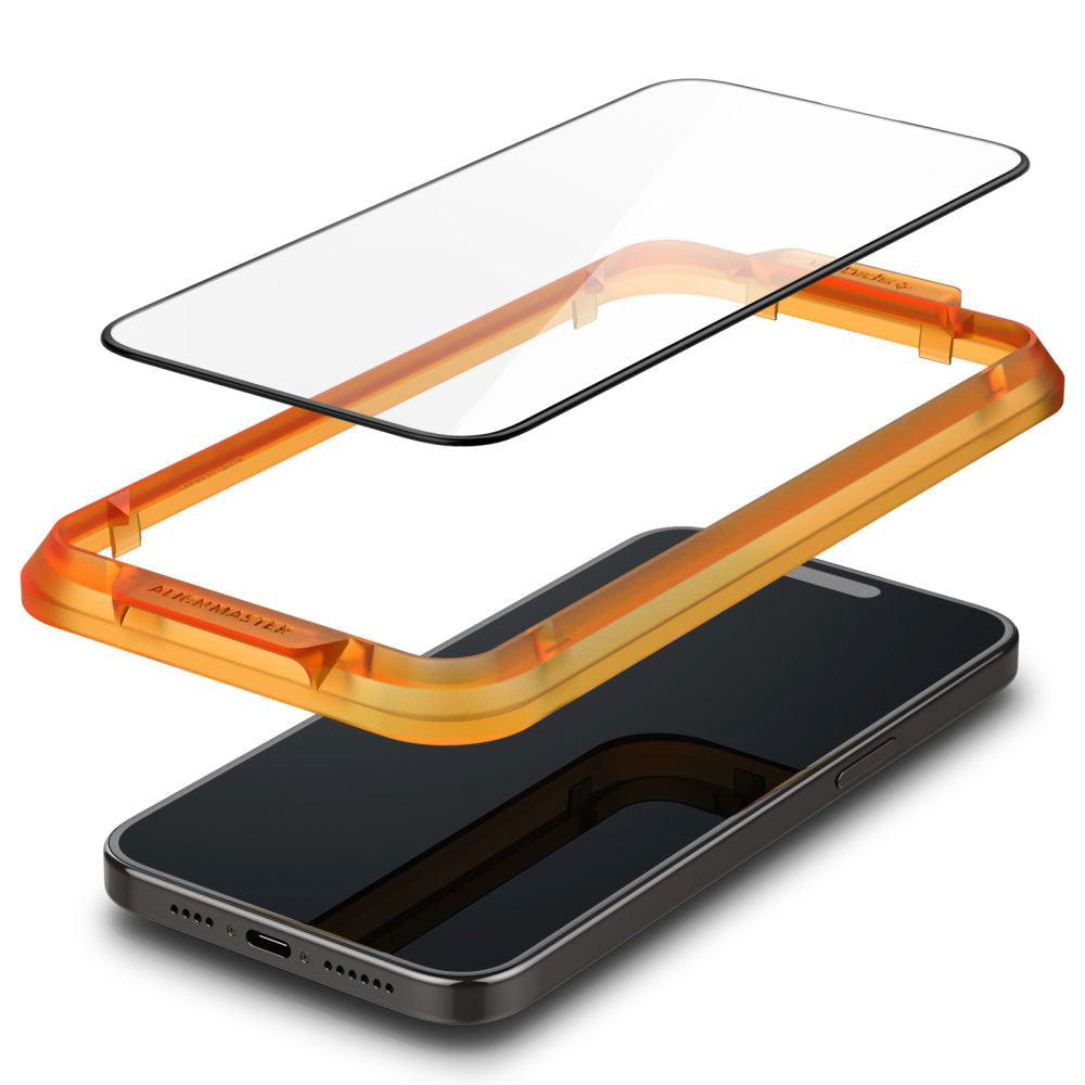 Spigen Folie de protectie Spigen (set de 2) Glas.tR Align Master (AGL06886) compatibil cu iPhone 15 Plus, Negru – imagin