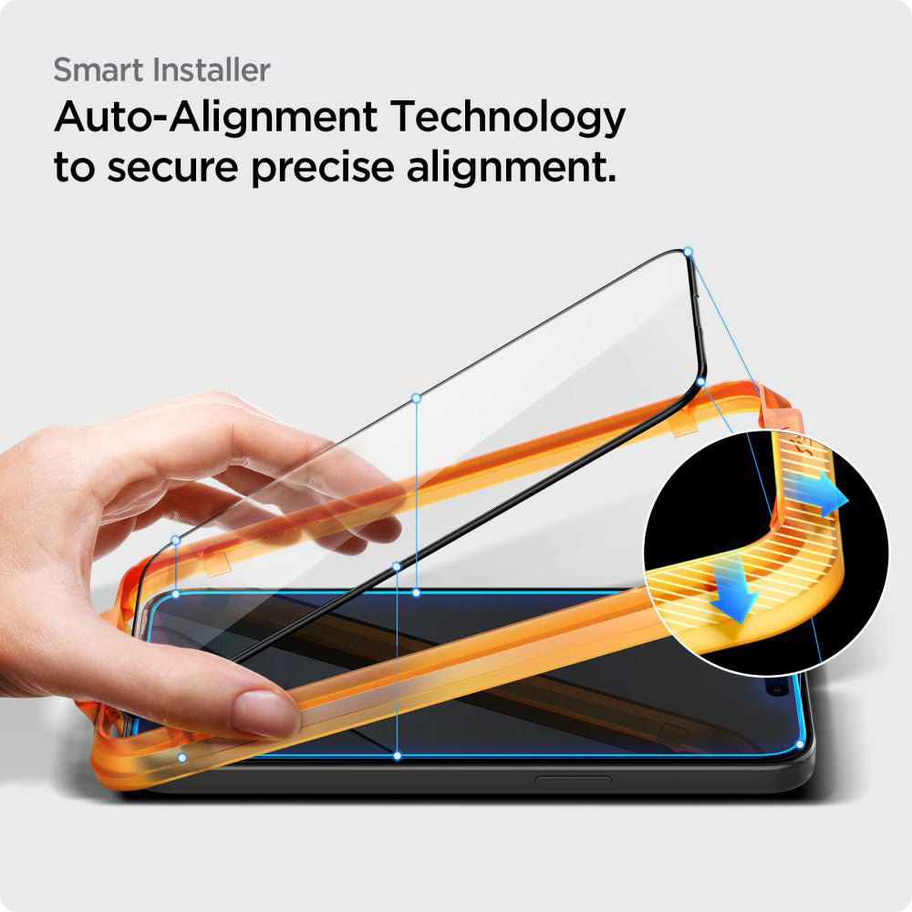 Spigen Folie de protectie Spigen (set de 2) Glas.tR Align Master (AGL06886) compatibil cu iPhone 15 Plus, Negru – imagin