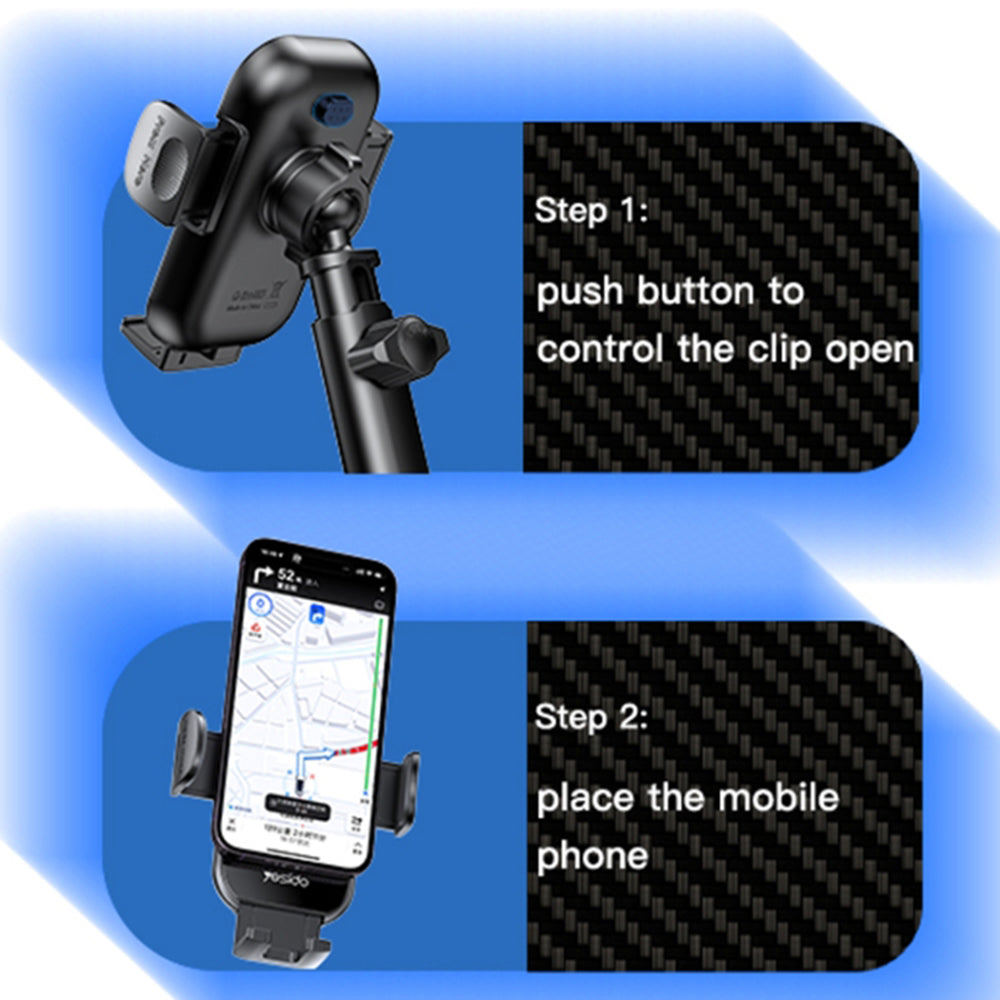 Yesido - Car Holder with Wireless Charging (C197) - for Windshield and Dashboard, 15W - Black