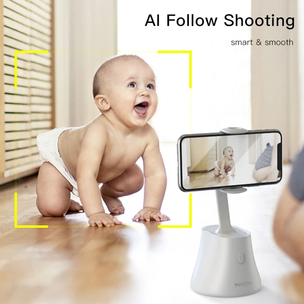 Yesido - Selfie Stick (SF10) - Stable, Intelligent Face Recognition, 360° Rotation - Black