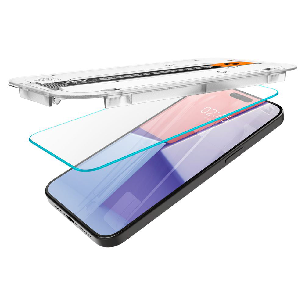 Spigen Folie de protectie Spigen (set de 2) Glas.tR EZ-FIT (AGL06892) compatibil cu iPhone 15 Pro, Transparent – imagine