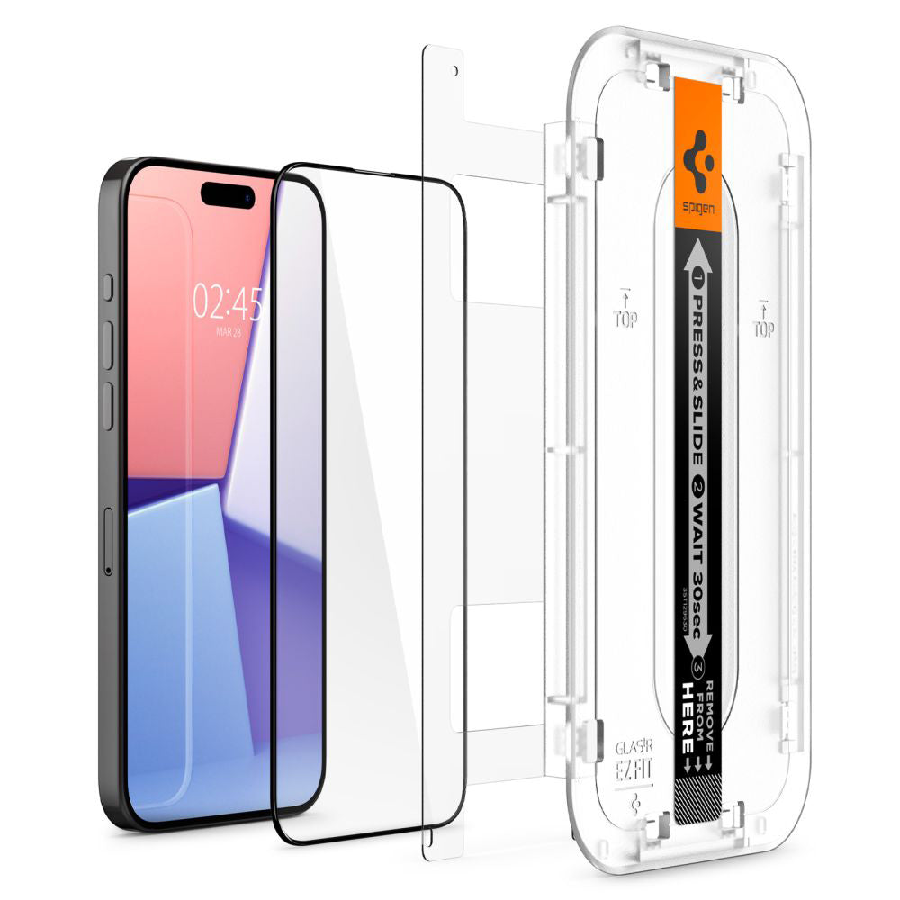 Spigen - (2 pack) Glas.tR EZ-FIT (AGL06893) - iPhone 15 Pro - Black