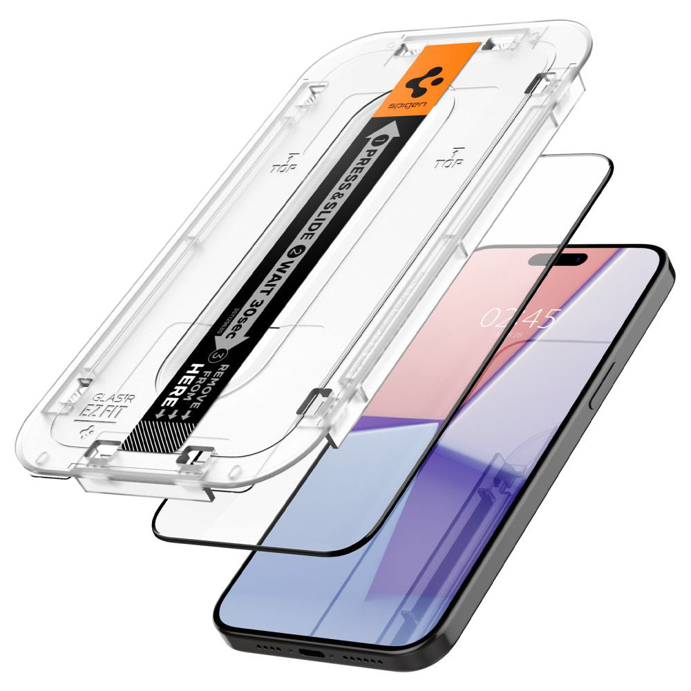 Spigen - (2 pack) Glas.tR EZ-FIT (AGL06893) - iPhone 15 Pro - Black