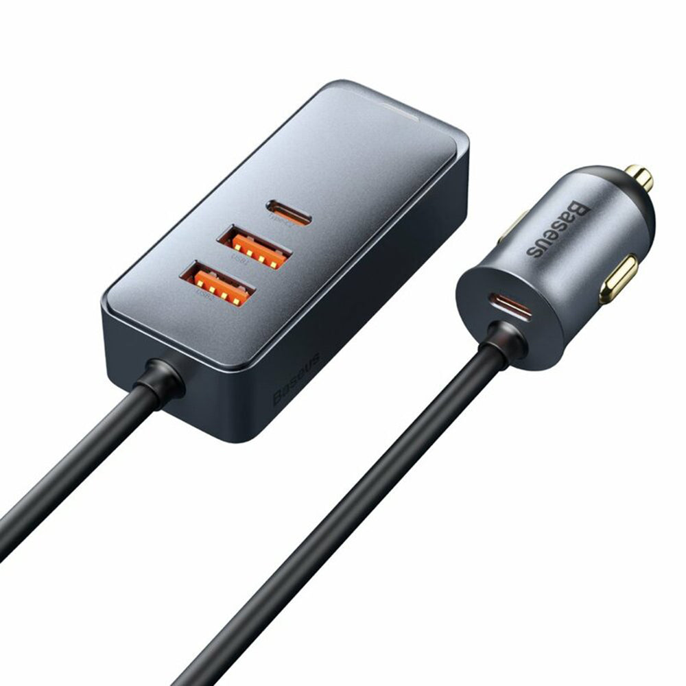 Baseus - Car Charger Share Together (CCBT-A0G) - Port Extension, 2x USB, 2x Type-C, Fast Charging, 120W - Gray