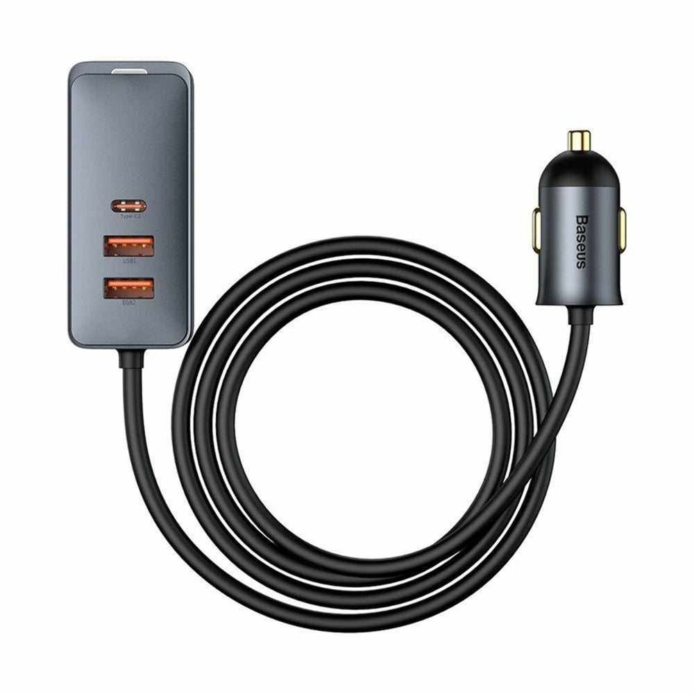Baseus - Car Charger Share Together (CCBT-A0G) - Port Extension, 2x USB, 2x Type-C, Fast Charging, 120W - Gray