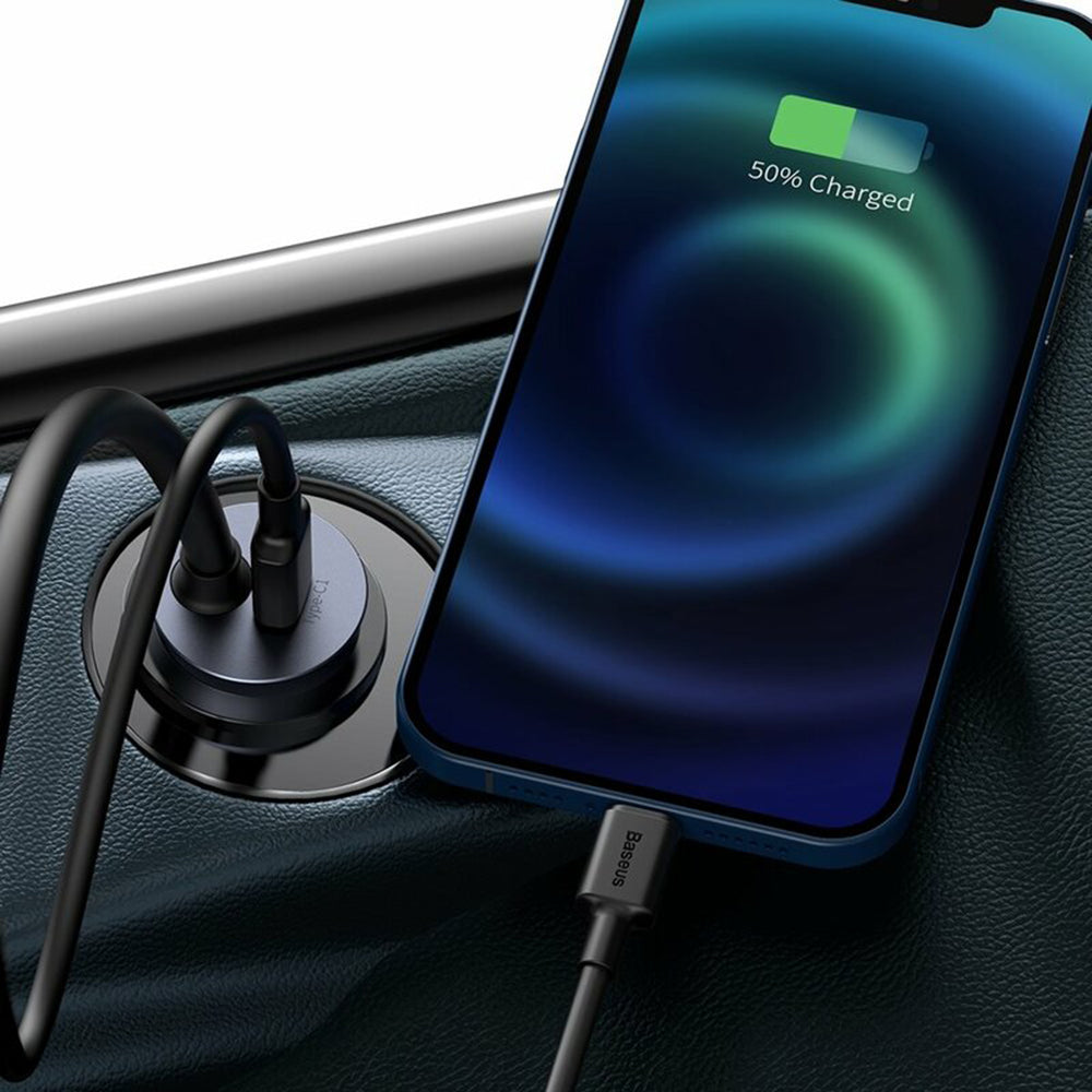 Baseus - Car Charger Share Together (CCBT-A0G) - Port Extension, 2x USB, 2x Type-C, Fast Charging, 120W - Gray