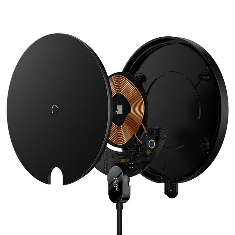 Baseus - Wireless Charger (CCED000001) - for Phone, Earbuds, Digital Display, 15W - Black