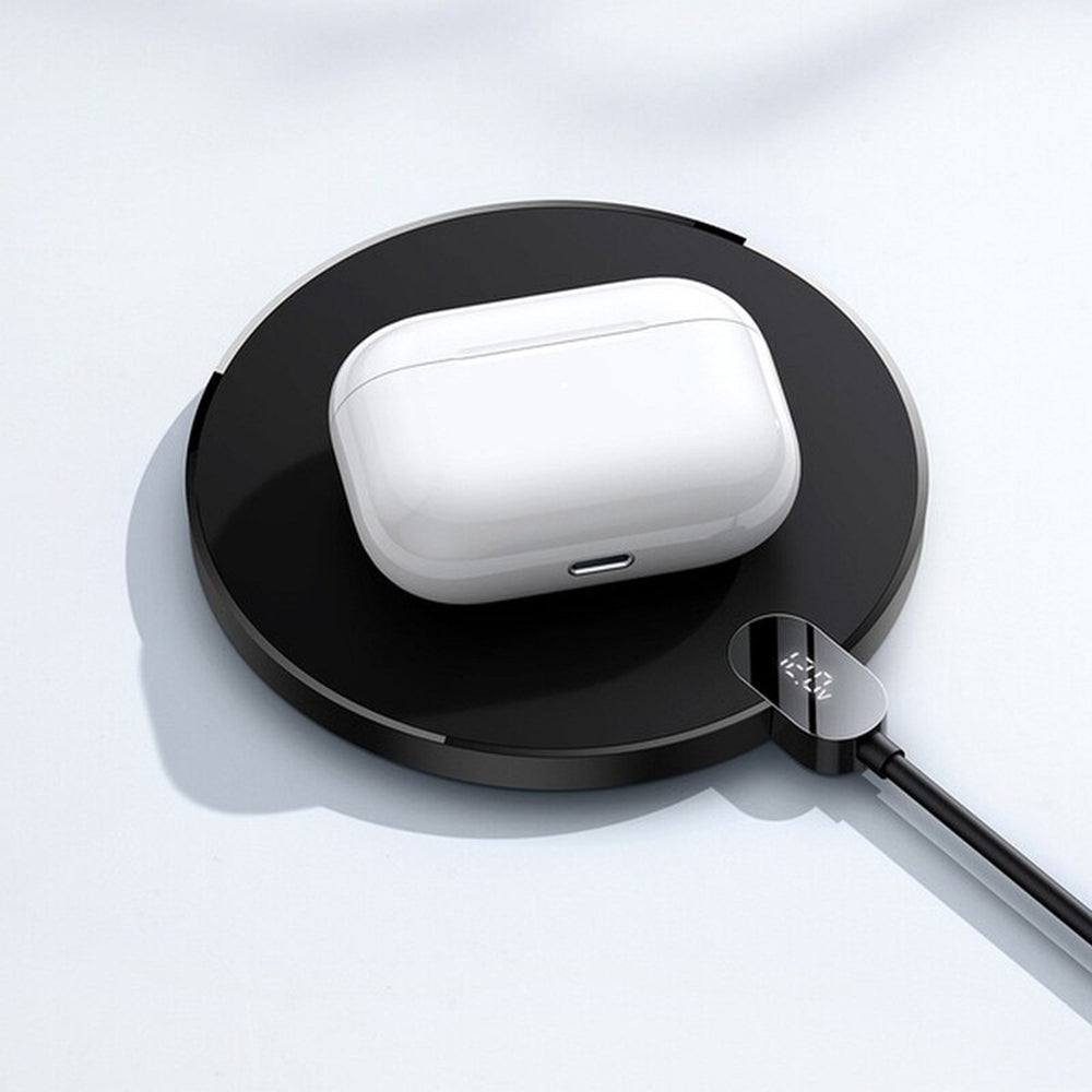 Baseus - Wireless Charger (CCED000001) - for Phone, Earbuds, Digital Display, 15W - Black