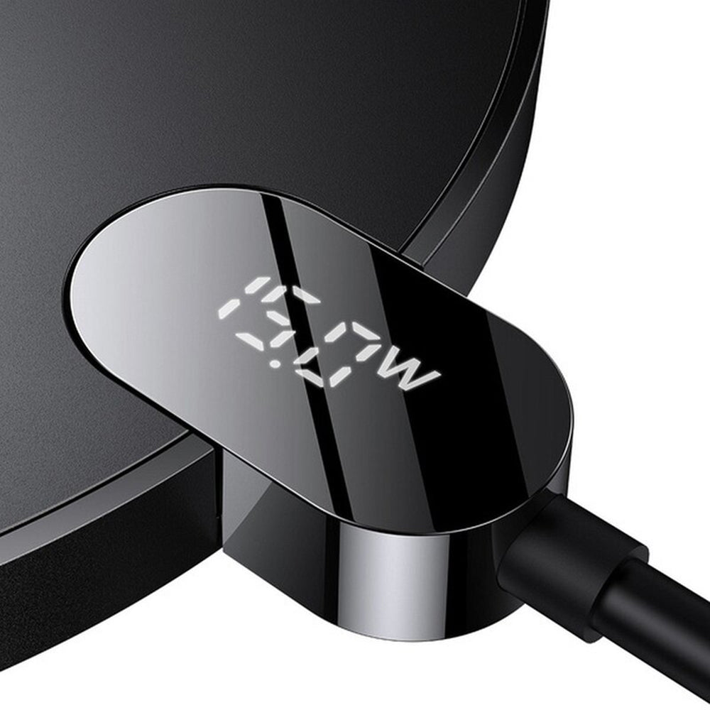 Baseus - Wireless Charger (CCED000001) - for Phone, Earbuds, Digital Display, 15W - Black