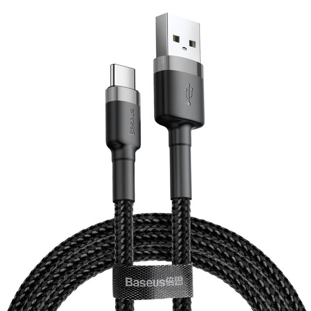 Baseus - Data Cable Cafule (CATKLF-AG1) - USB to Type-C, Fast Charge, 3A, 480Mbps, 0.5m - Gray / Black