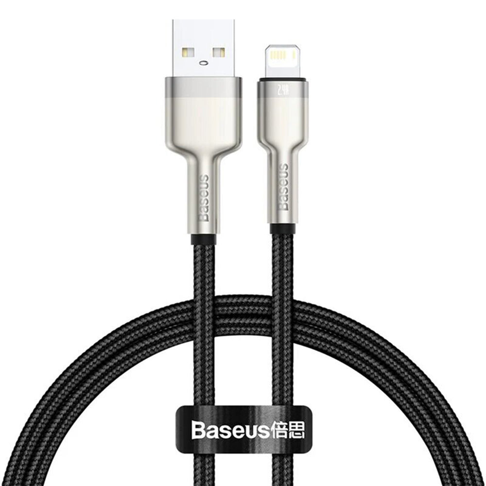 Baseus - Data Cable Cafule Series Metal (CALJK-A01) - USB to Lightning, 2.4A, 480Mbps, 1m - Black