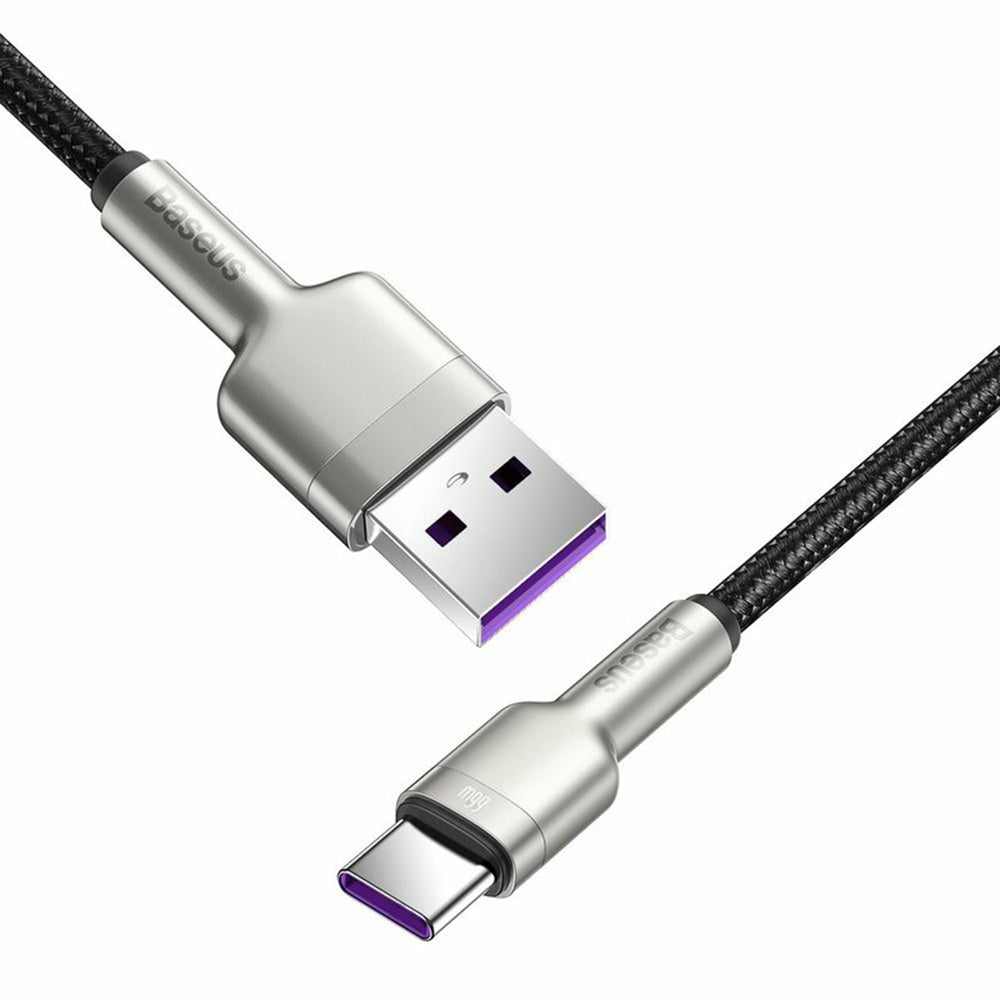 Baseus - Data Cable Cafule Series Metal (CAKF000001) - USB to Type-C, Super Fast Charging, 66W, 6A, 25cm - Black