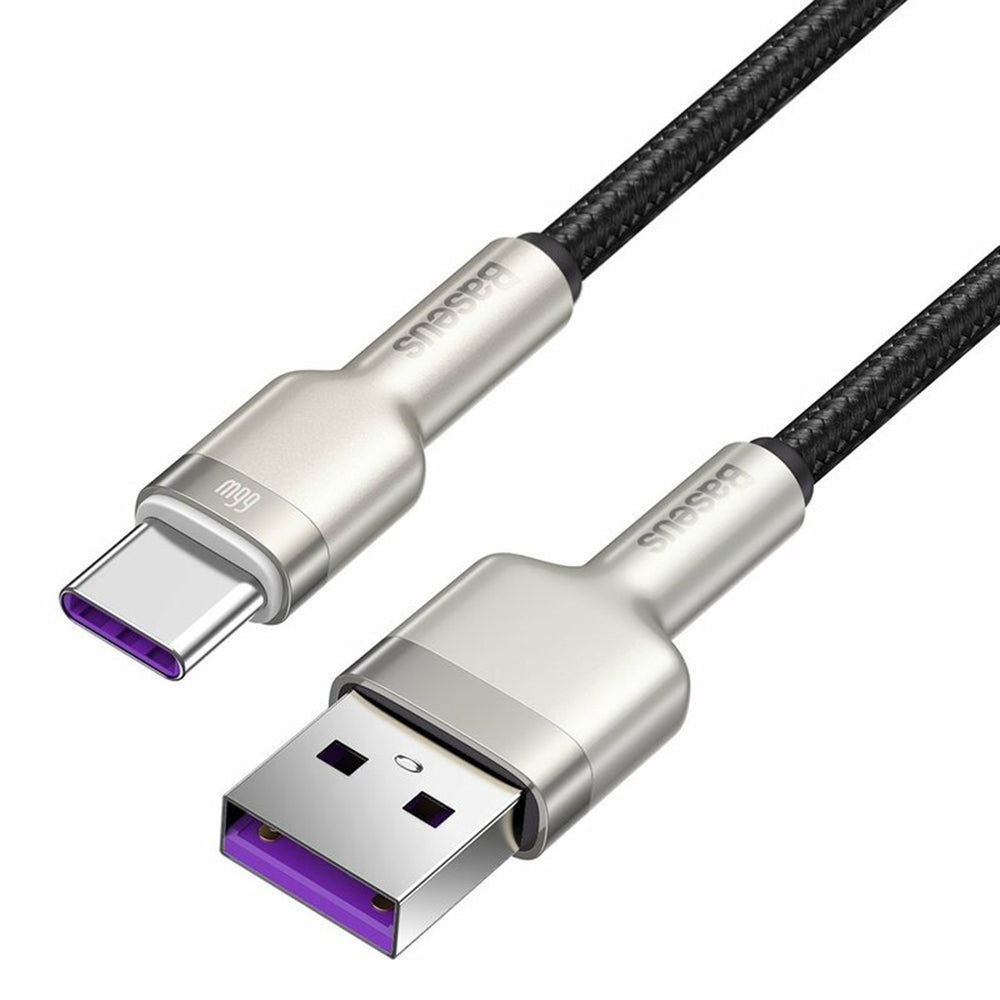 Baseus - Data Cable Cafule Series Metal (CAKF000001) - USB to Type-C, Super Fast Charging, 66W, 6A, 25cm - Black