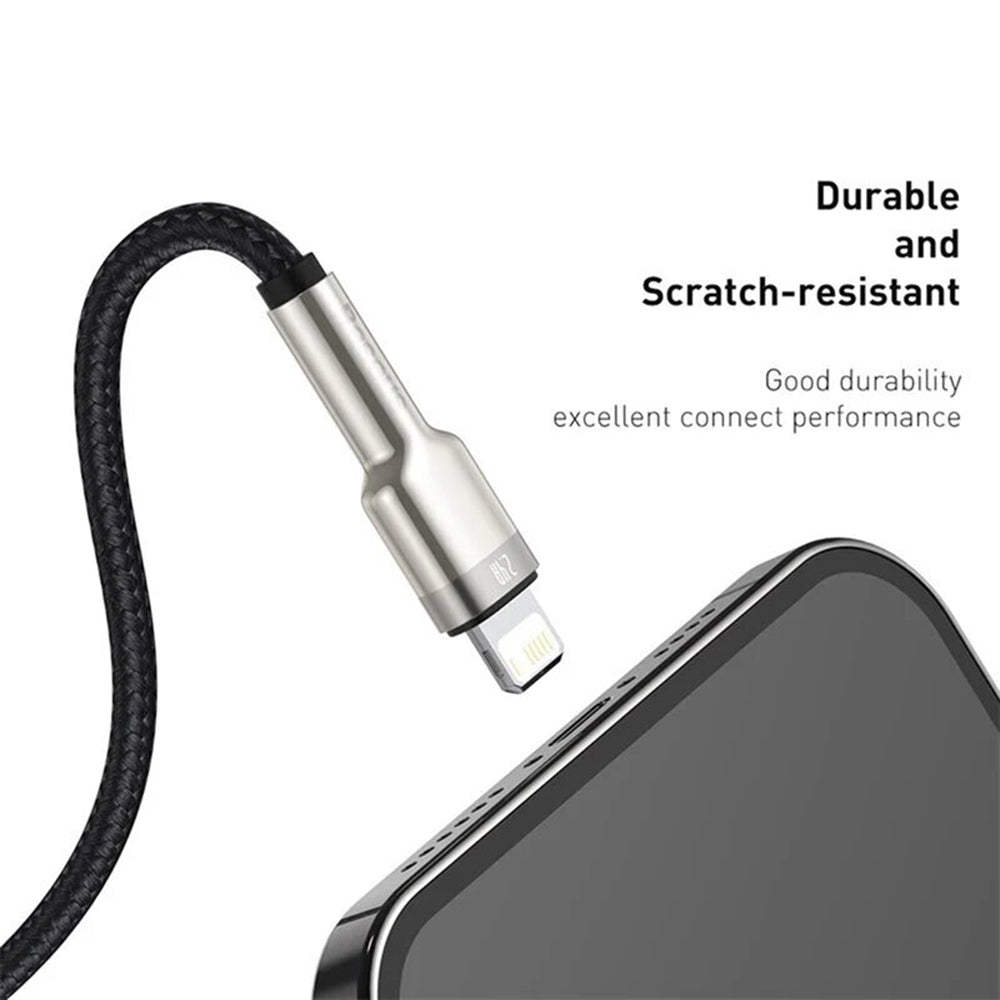 Baseus - Data Cable Cafule Series Metal (CALJK-01) - USB to Lightning, 2.4A, 480Mbps, 25cm - Black