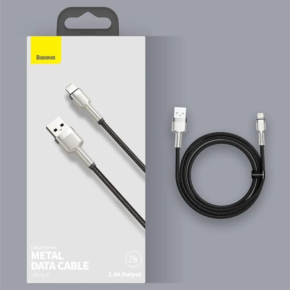 Baseus - Data Cable Cafule Series Metal (CALJK-01) - USB to Lightning, 2.4A, 480Mbps, 25cm - Black