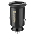 Baseus - Car Charger Grain (CCALL-ML01) - Dual USB, LED Backlight, 5V, 3.1A - Black