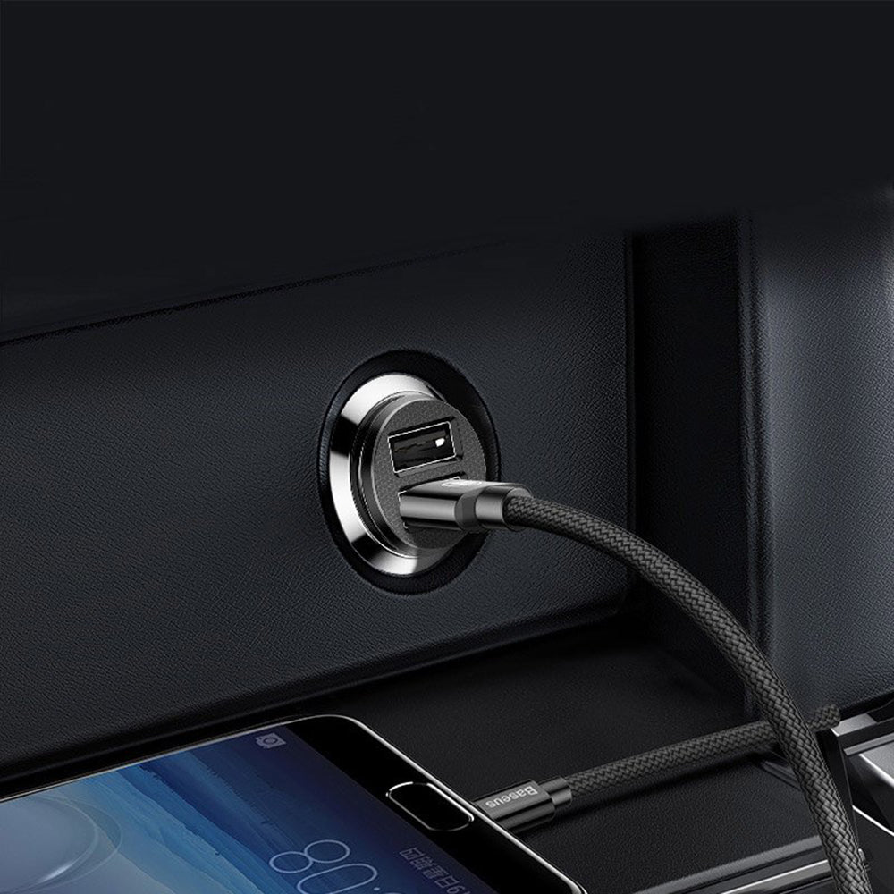 Baseus - Car Charger Grain (CCALL-ML01) - Dual USB, LED Backlight, 5V, 3.1A - Black