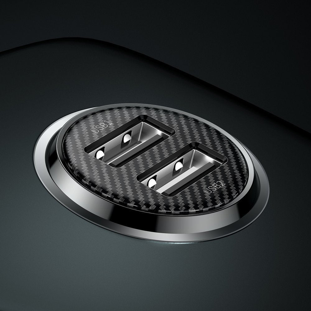 Baseus - Car Charger (CCALLP-01) - 2x USB, Mini Appearance, 4.8A - Black