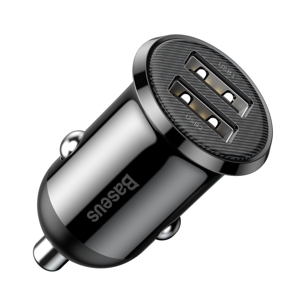 Baseus - Car Charger (CCALLP-01) - 2x USB, Mini Appearance, 4.8A - Black
