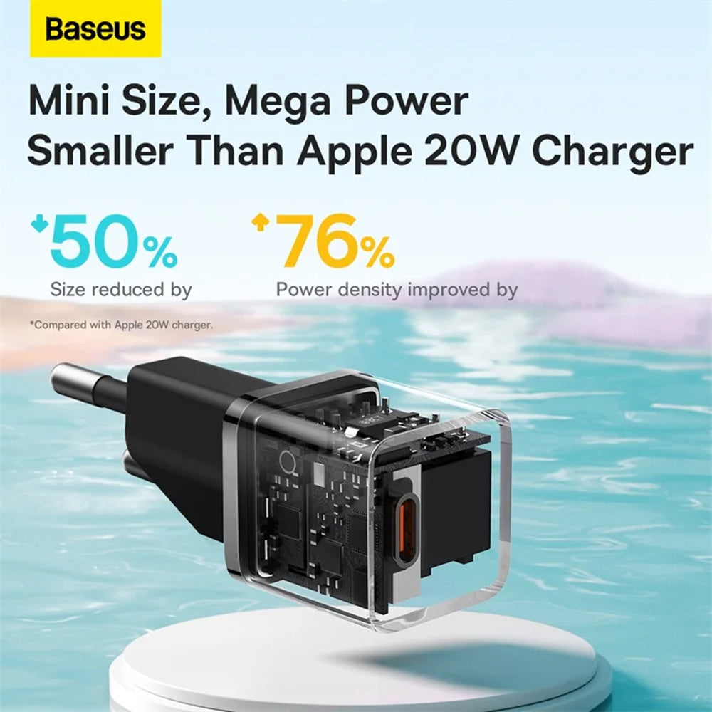 Baseus - Wall Charger (CCGN050102) - GaN, Type-C, Fast Charging, 20W - White