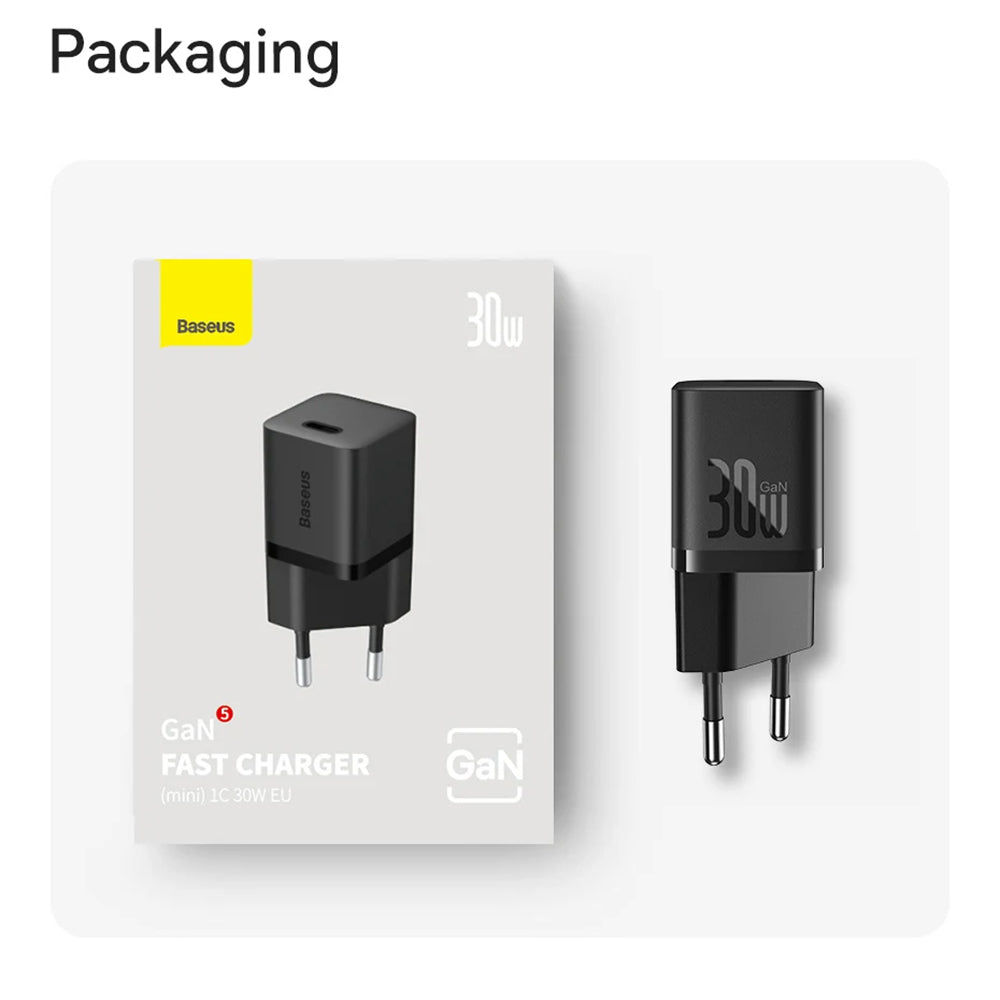 Baseus - Wall Charger (CCGN070603) - GaN, Type-C, Fast Charging, 30W - Blue