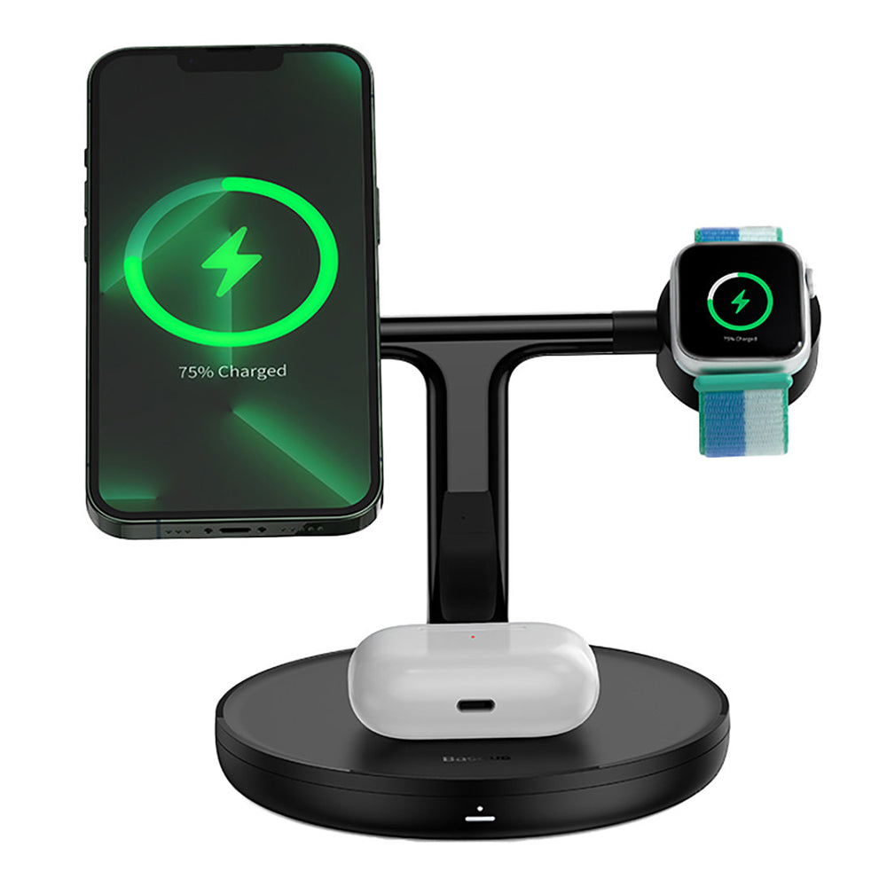 Baseus - Wireless Charging Station Swan (WXTE000101) - MagSafe, for iPhone, iWatch, AirPods, with Cable Type-C, 1m - Bla