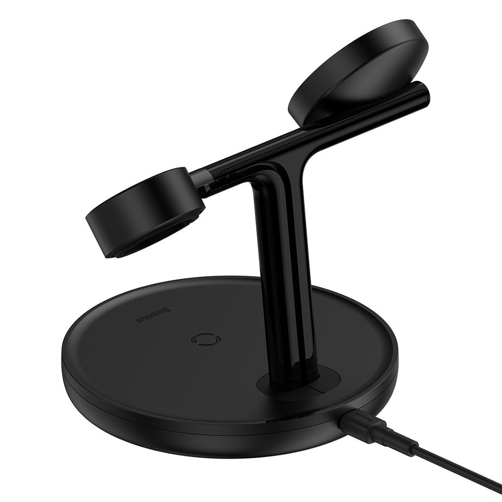Baseus - Wireless Charging Station Swan (WXTE000101) - MagSafe, for iPhone, iWatch, AirPods, with Cable Type-C, 1m - Bla